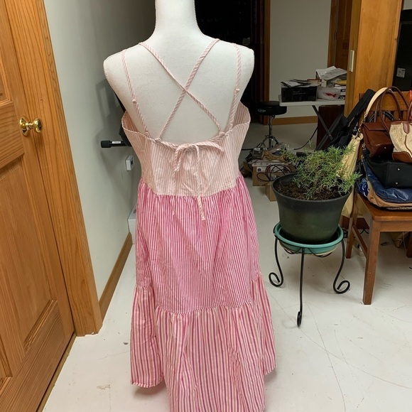 Free Assembly tiered striped maxi sundress adjustable spaghetti straps MED - Picture 2 of 8